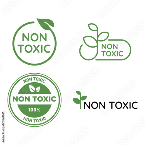 Green Non Toxic Vector Symbols for Eco Friendly Packaging
