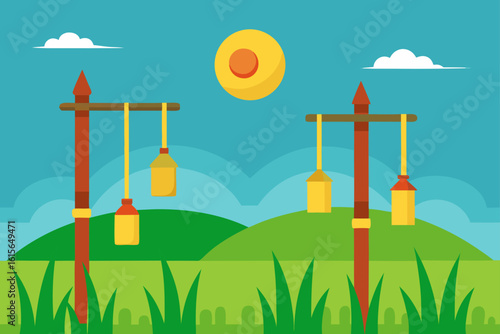 magical amulets in rice field