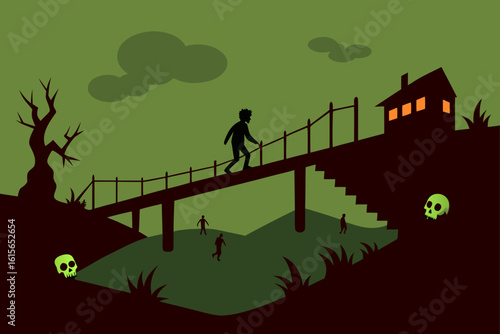 survivor luring zombies collapsing bridge