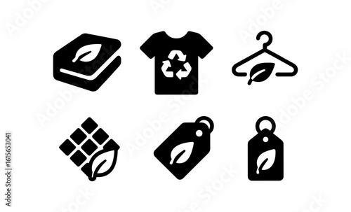 Eco-friendly icons set with leaf and recycle symbols for sustainable lifestyle