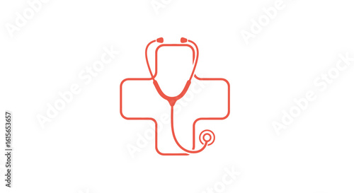 Medical cross and stethoscope logo design, healthcare symbol, doctor's office emblem, clinic sign