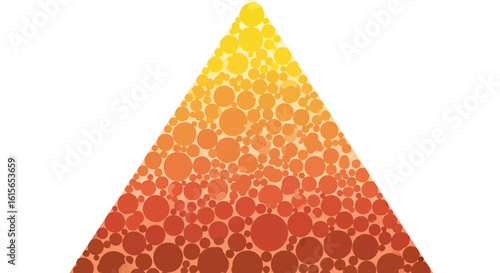 Abstract pyramid composed of circles in gradient colors on a white background