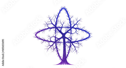 Abstract artistic representation of a tree with vibrant colors and unique design