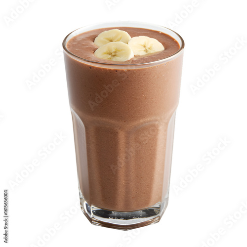 Isolated Photo Of A Delicious Chocolate Banana Smoothie In A Glass