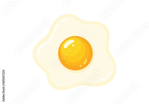 Vector art of a cartoon illustration of a sunnyside up fried egg with a bright yellow yolk