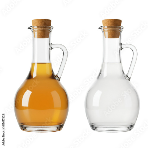 Isolated Illustration Of Two Glass Bottles With Liquid Vinegar And Water