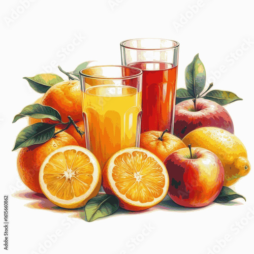 Tropical Refresh Fruit smoothie isolated watercolor vector illustration svg