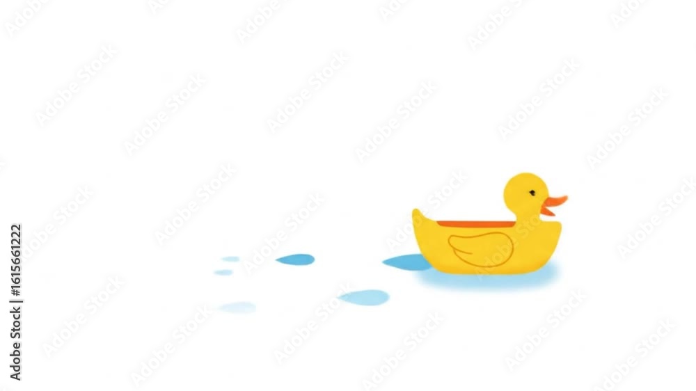Animated Yellow Rubber Duck Floating Gently on Water Surface Animated Yellow Rubber Duck Floating Gently on Water Surface