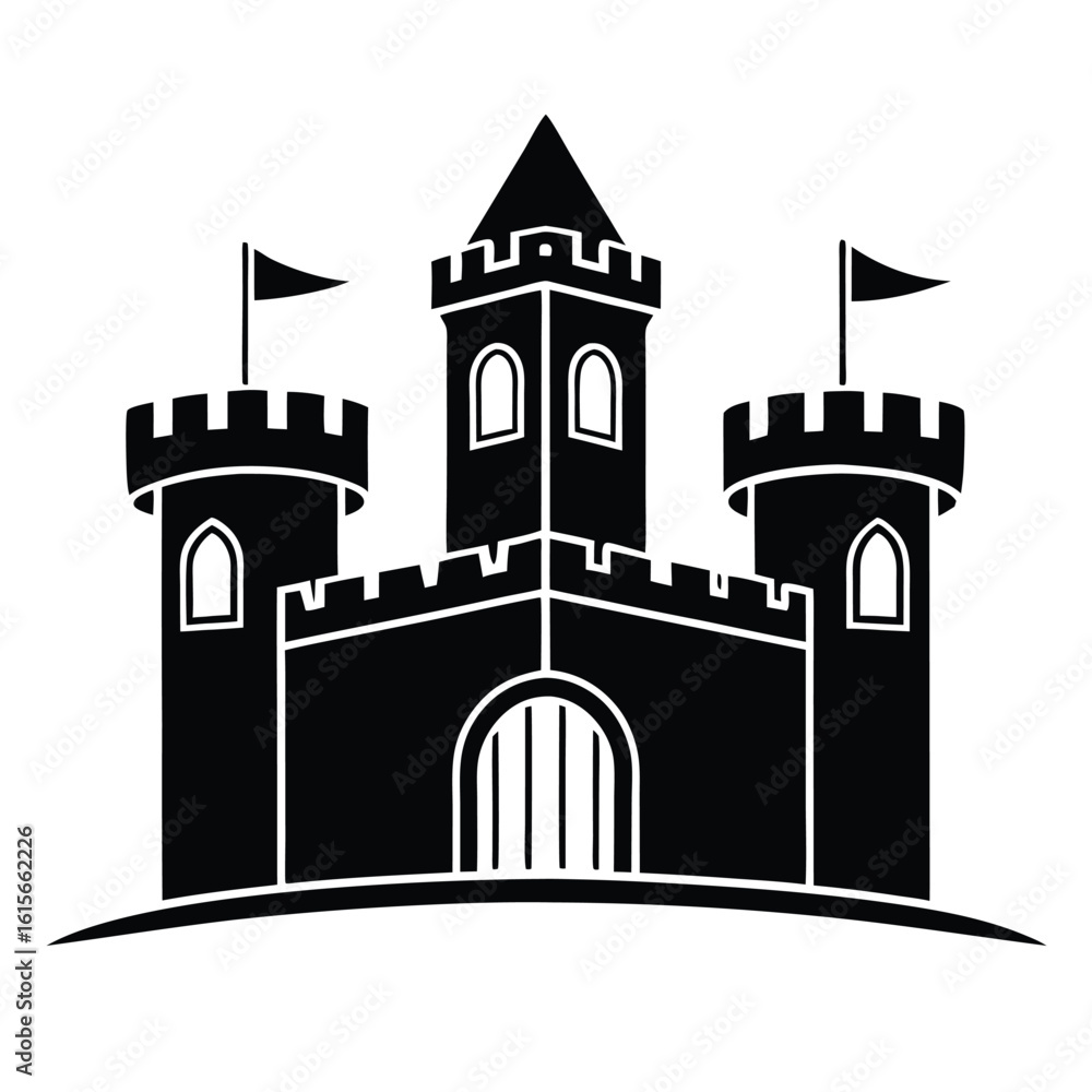 Fototapeta premium Fairytale Castle Silhouette Icon in Simple Vector