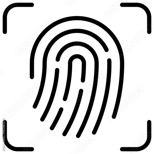 Fingerprint Scan Outline Icon Design Vector - fingerprint inside a scanning frame, representing biometric authentication, identity verification, and secure access