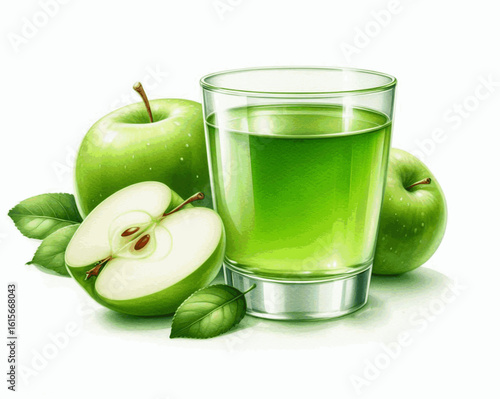 Pure Pulp Palette Green apple juice isolated watercolor vector illustration svg