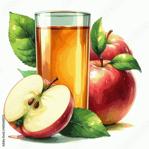 Hydration Bloom Red apple juice isolated watercolor vector illustration svg