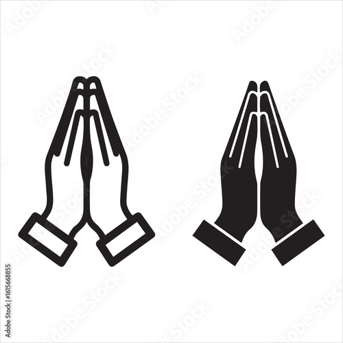 Two styles of praying hands symbol