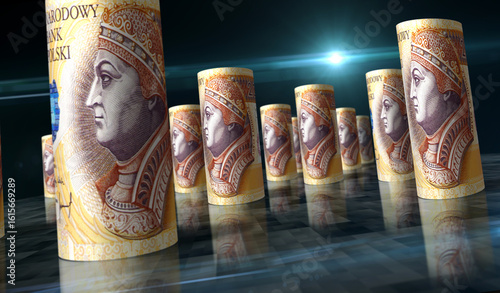 Photos Poland 200 zloty money banknotes rolls 3d illustration