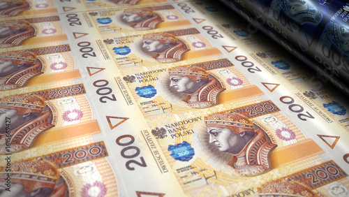 Tableau sur toile Poland 200 zloty money banknotes print 3d illustration