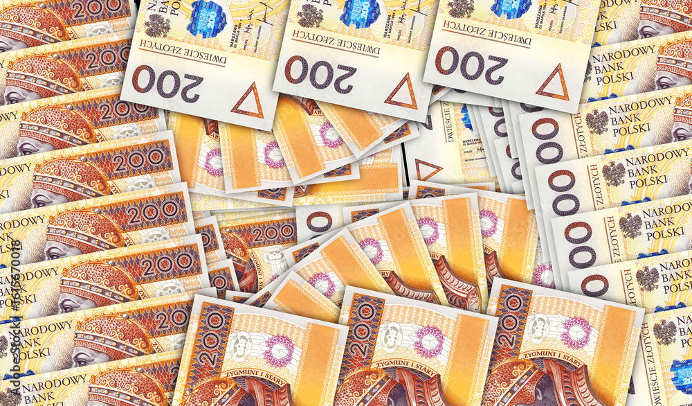 Obraz premium Poland 200 zloty money banknotes pack 3d illustration