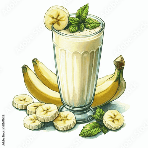 Vibrant Berry Splash Banana smoothie isolated watercolor vector illustration svg