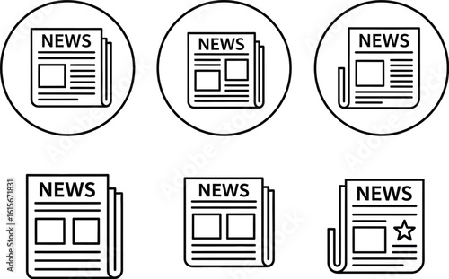 News icon set vector illustration newspaper headline design