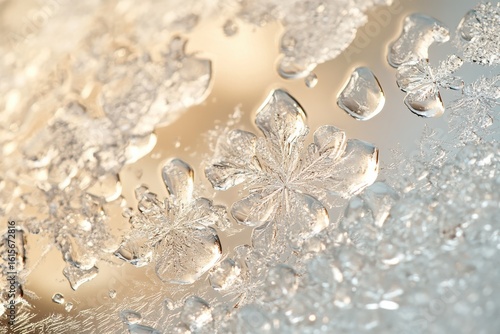 Intricate Snowflakes and Frosty Background Creating a Winter Wonderland Aesthetic