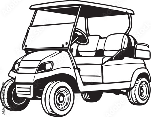 Isolated Golf Cart Illustration With Steering Wheel and Seats on a White Background