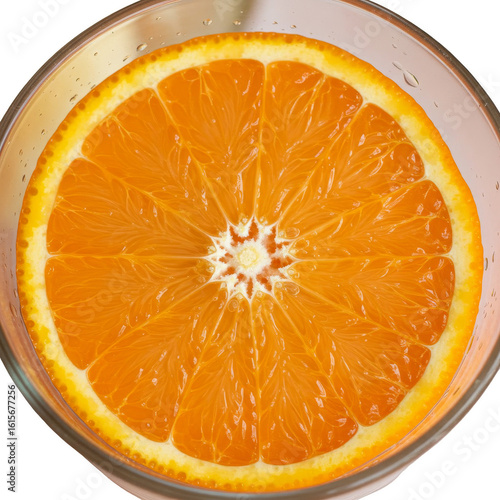 Isolated Photo Orange Fruit Slice in Glass