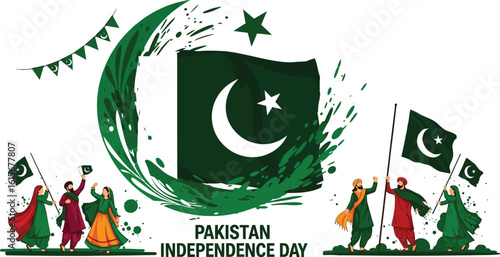 Pakistan independence day celebration vector