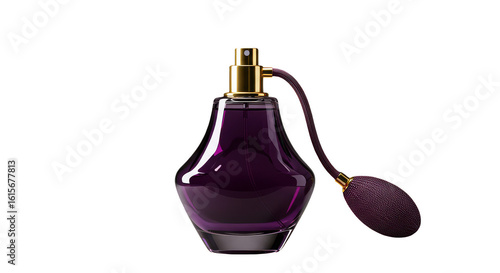 Isolated Photo Purple Perfume Bottle on Black Background