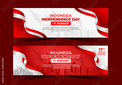 Indonesian independence day banner collection