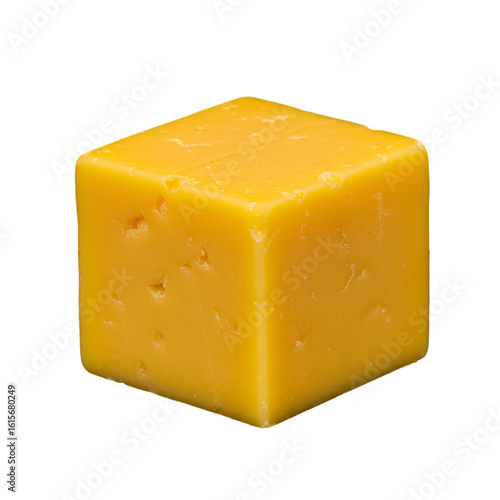 Isolated Photo Of A Yellow Cheese Cube On Transparent Background