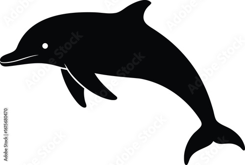 Wallpaper Mural black silhouette a dolphin full body on white back.eps Torontodigital.ca