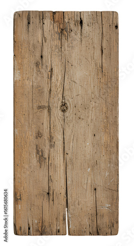 Isolated Photo of Aged Wood Plank on Transparent Background