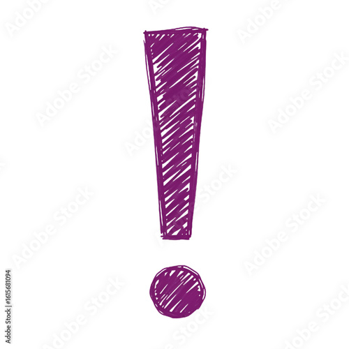 Isolated Purple Exclamation Mark Illustration on Transparent Background