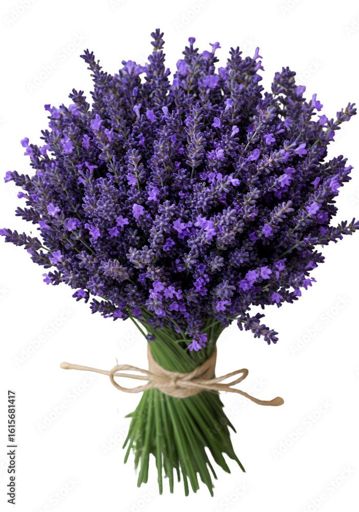 Fototapeta premium Isolated Purple Lavender Bouquet Illustration Against Transparent Background