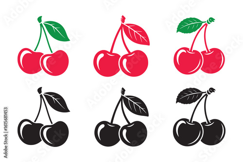 set of cherries icon vector illustration eps 10
