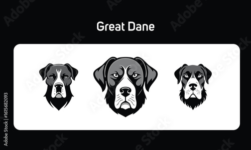 Great Dane Minimal Logo - Flat Vector Dog Illustration, Gentle giant Great Dane logo in clean 2-color vector style. Ideal for pet lovers, branding, or dog mascots.
