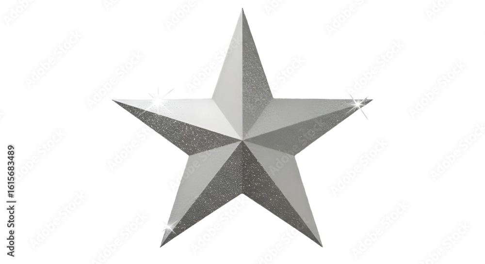 Fototapeta premium Isolated Silver Glitter Star Element On Transparent Background Illustration
