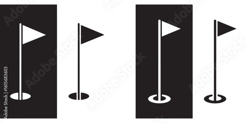 set vector various golf flag icon silhouettes

