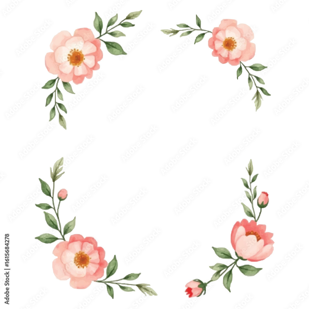 Fototapeta premium watercolor peony flower frame