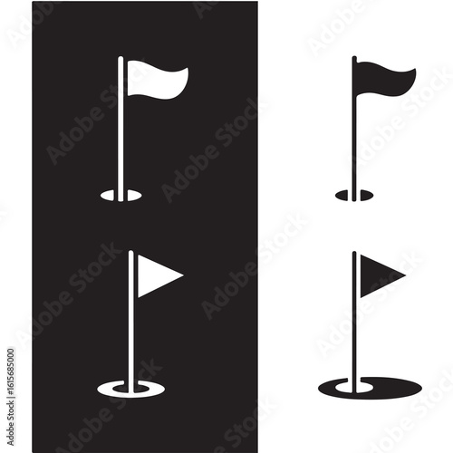 set vector various golf flag icon silhouettes
