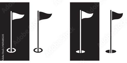 set vector various golf flag icon silhouettes
