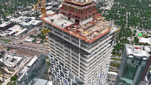 Aerial view of top of skyscraper construction