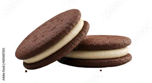 Isolated PNG Illustration Of Chocolate Whoopie Pies With Cream Filling