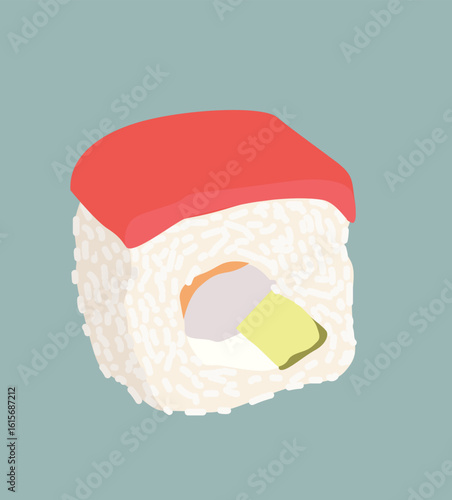 sushi salmon. Sushi roll. Japanese seafood with salmon and caviar