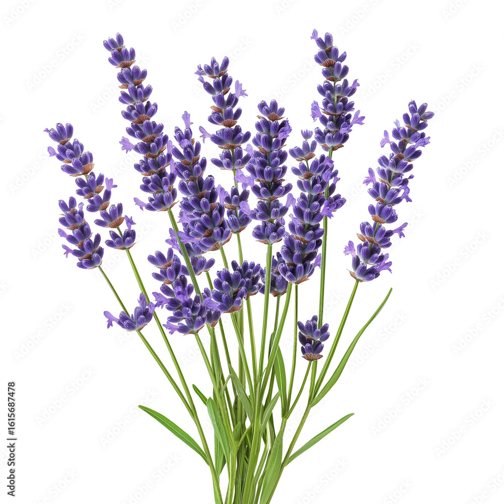 Fototapeta premium Fresh Lavender Stem Cutout for Floral and Herbal Design