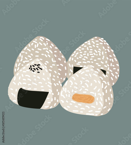 onigiri rice balls. Japanese food vector 