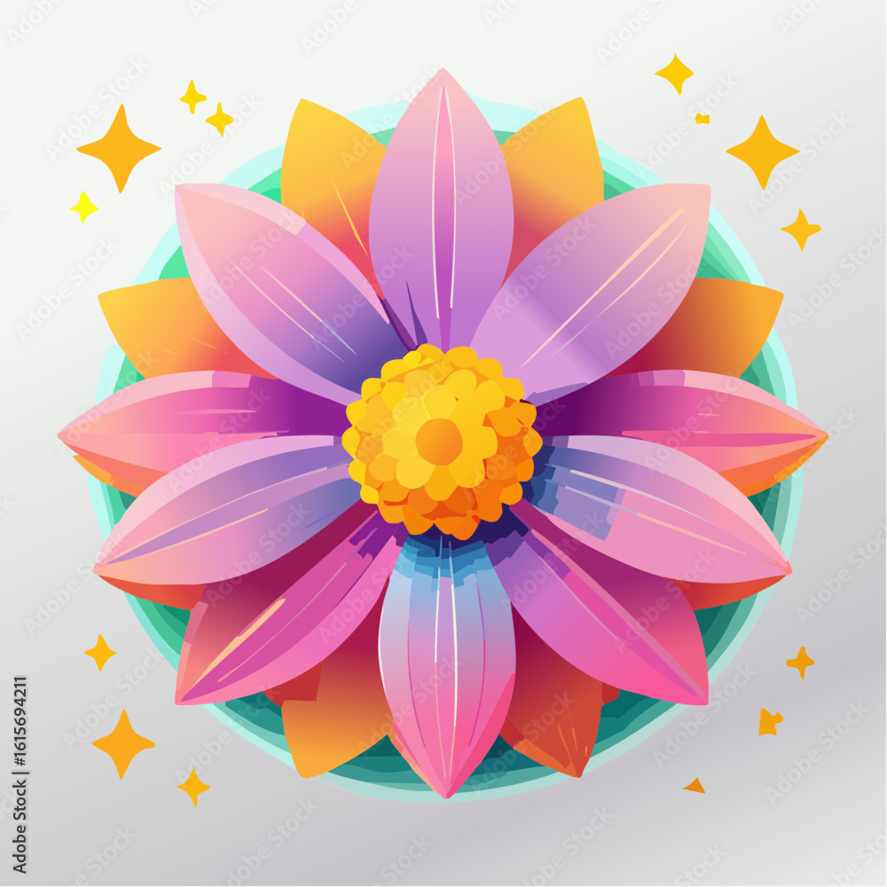 Fototapeta premium Radiant bloom: a mesmerizing digital artwork featuring a vibrant gradient flower design