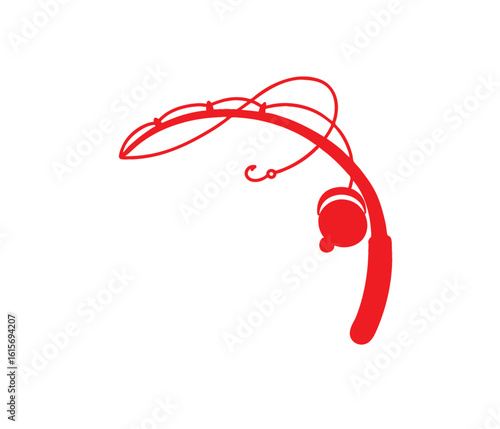 Red fishing rod vectors