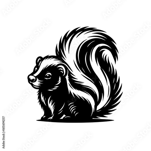 Wallpaper Mural Stylized Black and White Skunk with Bushy Tail 1. Torontodigital.ca