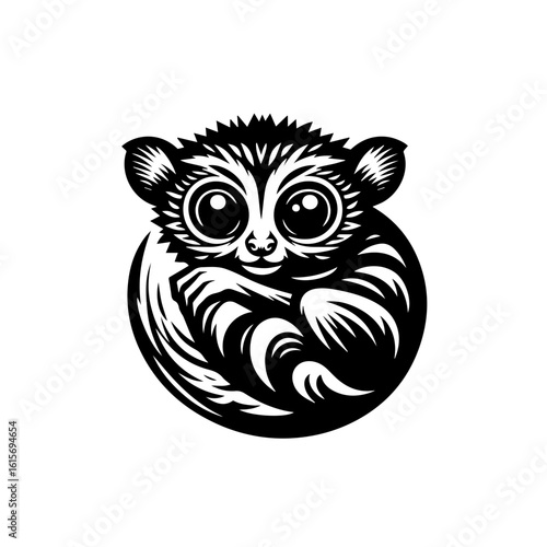Wallpaper Mural Stylized Black and White Tarsier with Large Expressive Eyes. Torontodigital.ca