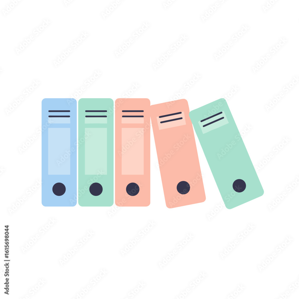 Row of colorful student folders in minimal style representing education Row of colorful student folders in minimal style representing education